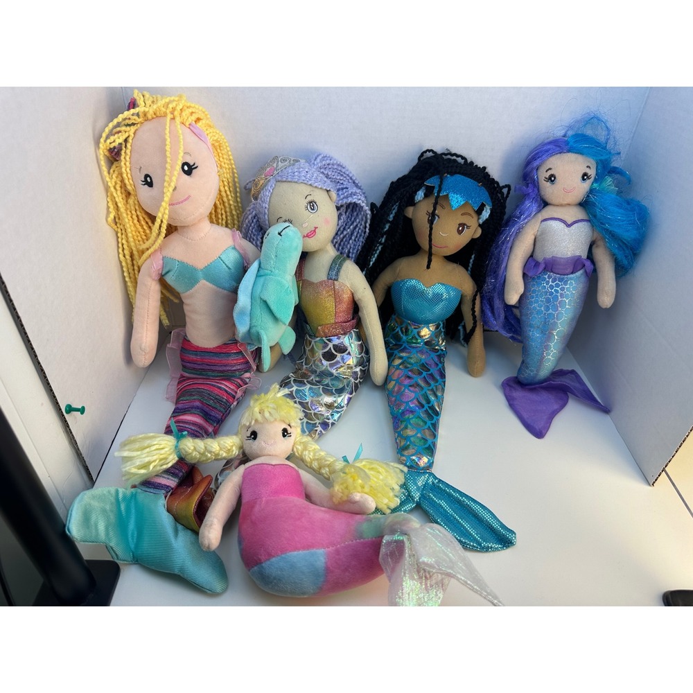 Mermaid Plush Doll Lot of 5 Douglas Ganz Linzy Shimmer Tail Sea Turtle Toy Mixed